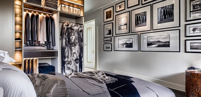 2025-04-15 09-12-16 - bedroom, closet with clothing, wall art, photograph