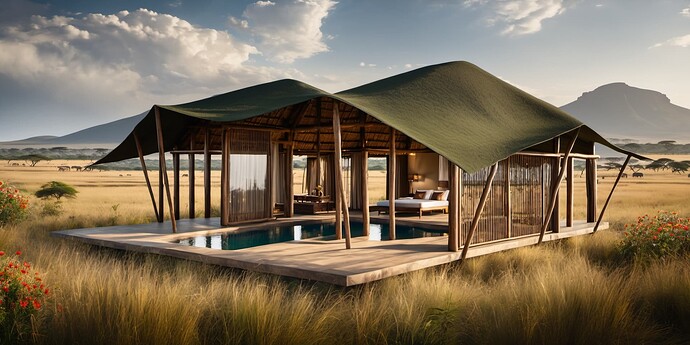 2024-02-22 23-18-11 - A photorealistic African-style lodge canopy with a pool in Serengeti with grassland backgrounds