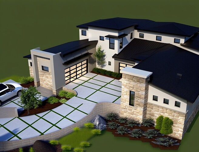 2024-02-15 16-04-54 - (Texas landscape) modern design villa, large roof, black aluminum roof, glass windows, clerestory wi