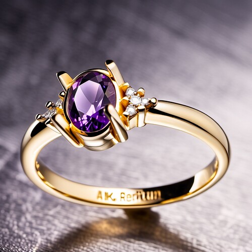 2024-03-29 10-44-19 - gold amethyst ring, product photo, 4k, large diamond, light refraction, sharp, focus, intricate deta