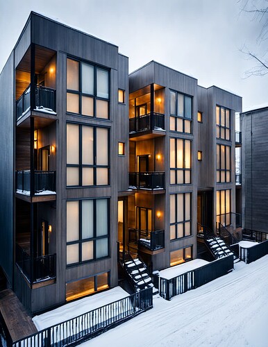 2023-08-29 00-14-11 - gray wood building, wood, interior lights, during winter, snow blizzard