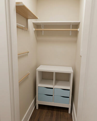 Used the Veras 'reference image' feature to apply the IKEA shelving design to a photo of the closet
