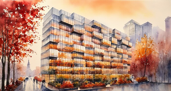 2024-06-11 17-30-42 - Award winning watercolor painting of modern parametric building, rounded overhang balconies, rounded