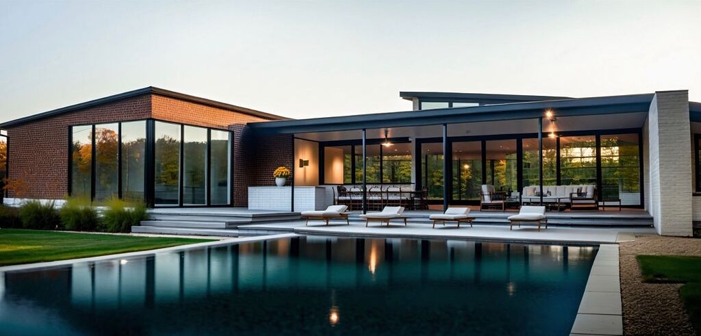Modern Minimalism: Brick House with Pool and Patio - Veras Gallery ...