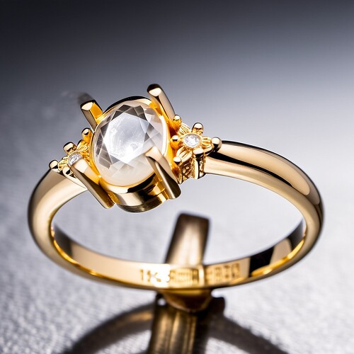 2024-03-29 10-45-21 - gold abalone ring, product photo, 4k, large diamond, light refraction, sharp, focus, intricate detai
