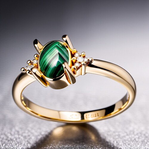 2024-03-29 10-43-47 - gold malachite ring, product photo, 4k, large diamond, light refraction, sharp, focus, intricate det
