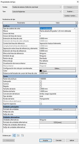 Propiedades de tipo de cota Replanteo