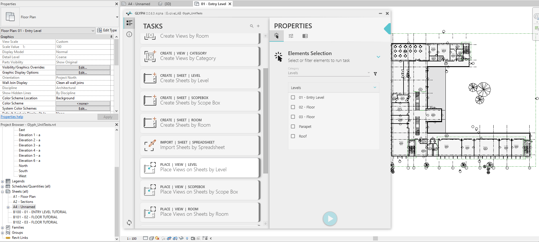 Place views on sheets by level